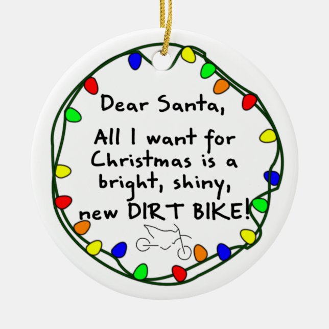 Dear Santa Dirt Bike Christmas Ornament (Front)