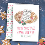 Dear Santa Fat Bank Account Slim Body Christmas Holiday Card<br><div class="desc">Share some holiday humour with this Christmas card featuring a watercolor "Dear Santa" letter and a plate of gingerbread cookies. The letter says "I want a fat bank account and a slim body... don't mix it up again like last year!" The greeting and name(s) can be personalized. Art by KL...</div>