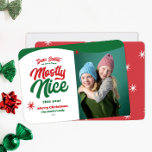 Dear Santa Funny Christmas card<br><div class="desc">Dear Santa we have been mostly nice this year. Cheeky holiday photo card to show off your mostly nice children or pets. Fun retro typography and classic green and red colours. Customize photo,  greeting,  name,  and year area.</div>