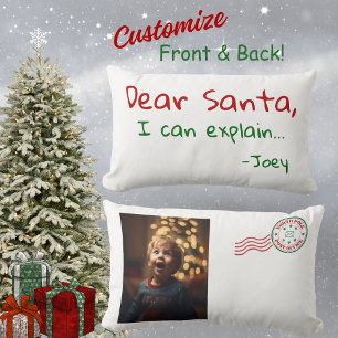 Dear Santa funny Christmas cute keepsake seasonal Lumbar Pillow