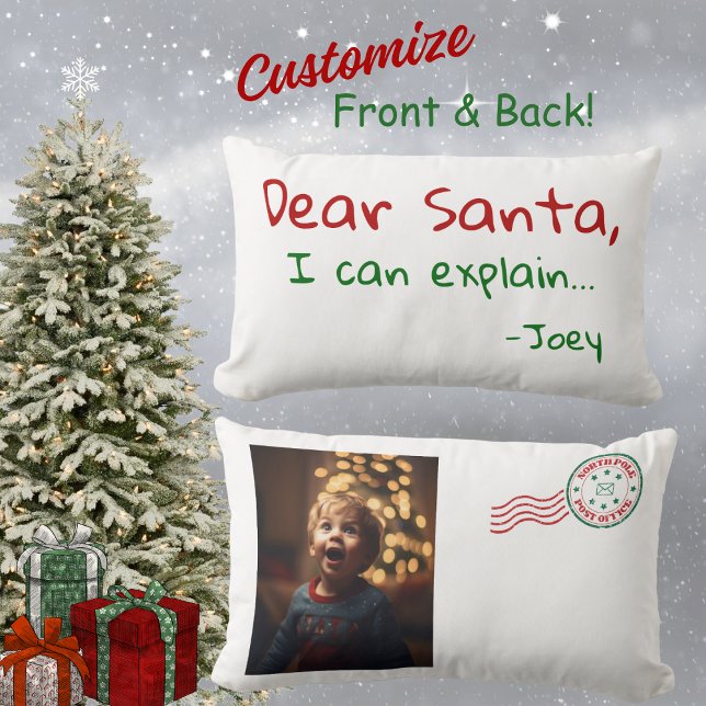 Dear Santa funny Christmas cute keepsake seasonal Lumbar Pillow (Cute Christmas keepsake pillow for kids or adults! Men and women would enjoy this holiday gift.)