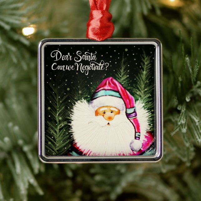 Dear Santa Funny Cute Christmas Inspirivity Metal Ornament (Tree)
