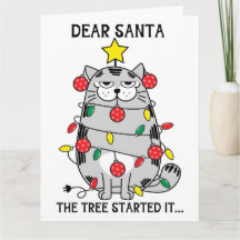 Dear Santa Funny Sayings Christmas Cat Tree Custom
