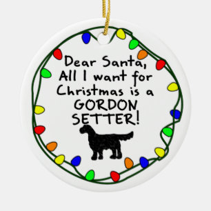 Dear Santa Gordon Setter Ceramic Ornament