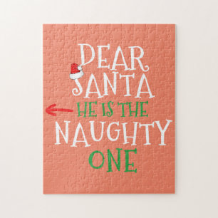 Dear Santa He Is The Naughty One Matching Gift Jigsaw Puzzle