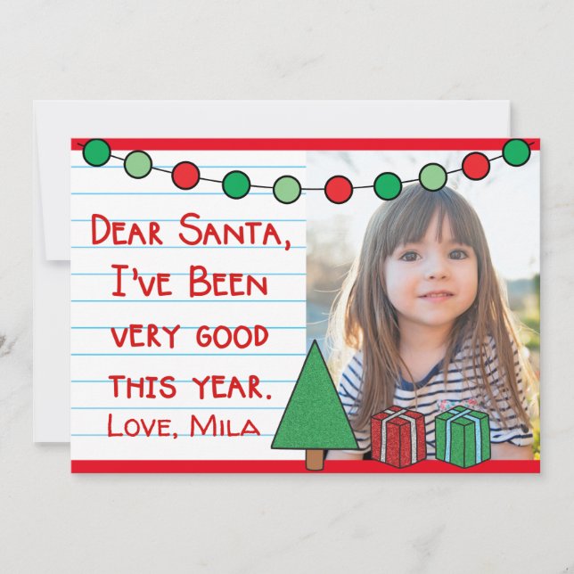 Dear Santa Holiday Photo Card (Front)
