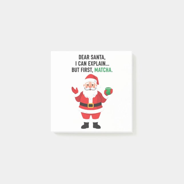 Dear Santa I Can Explain But First Matcha Xmas Post-it Notes (Front)