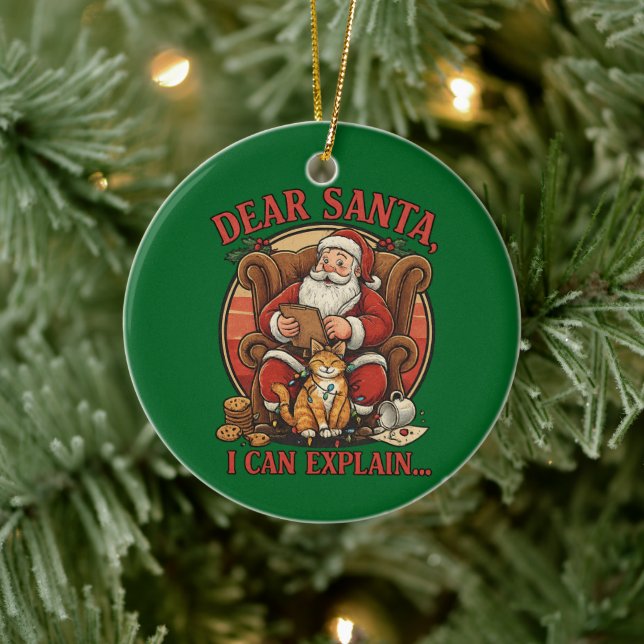 Dear Santa I Can Explain Ceramic Ornament (Tree)
