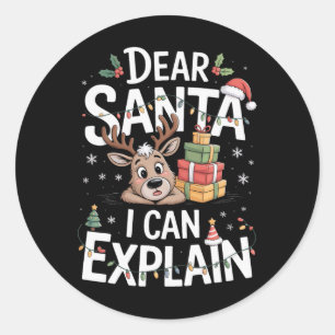 Dear Santa I Can Explain Christmas Eve Family Classic Round Sticker