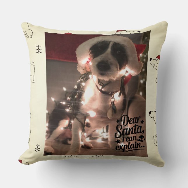 Dear Santa I can explain (dog) Throw Pillow (Front)