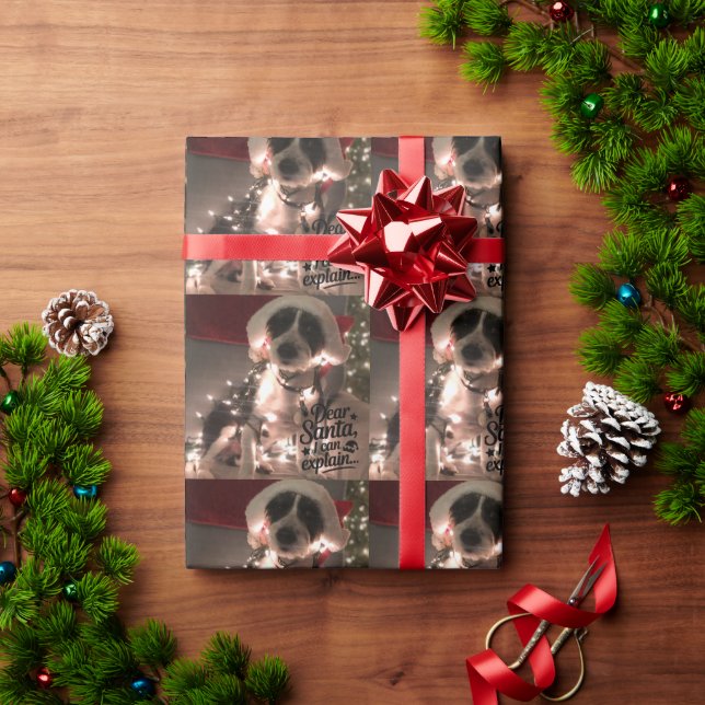 Dear Santa I can explain (dog) Wrapping Paper (Holiday Gift)