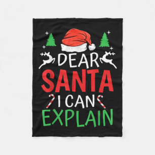 Dear Santa I Can Explain Funny Christmas Joke Humo Fleece Blanket