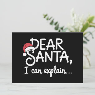 Dear Santa I Can Explain Funny Christmas Party Holiday Card
