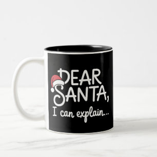 Dear Santa I Can Explain Funny Christmas Party Two-Tone Coffee Mug