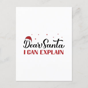 Dear Santa I can explain. Funny Christmas quote. Holiday Postcard