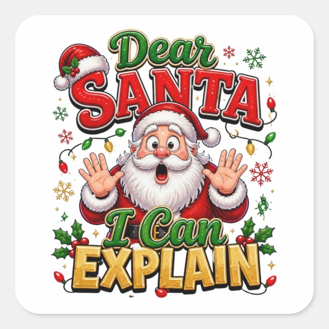 Dear Santa I Can Explain Funny Christmas Sticker (Front)