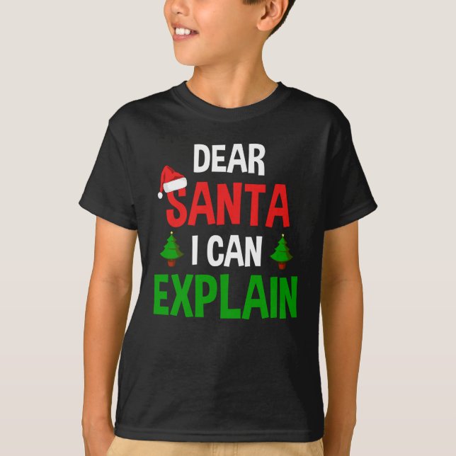 Dear Santa I Can Explain Funny Christmas T-Shirt (Front)