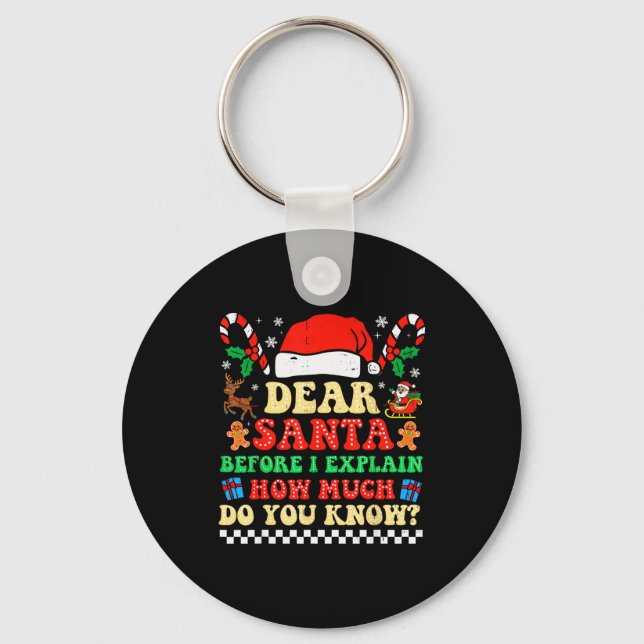 Dear Santa I Can Explain Funny Christmas Xmas Squa Keychain (Front)