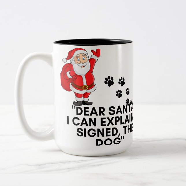 Dear Santa I Can Explain Funny Dog Christmas Mug (Gauche)