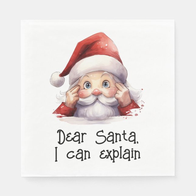 Dear Santa I Can Explain Funny White  Napkin (Front)