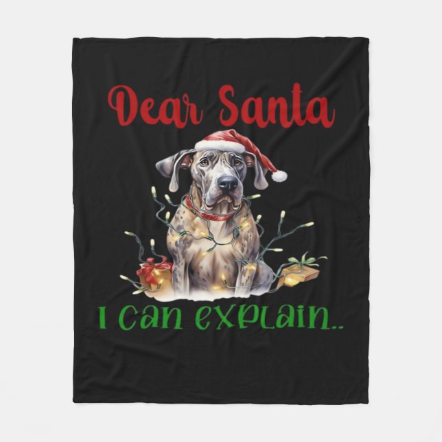 Dear Santa I Can Explain Great Dane Essential T-Sh Fleece Blanket (Front)