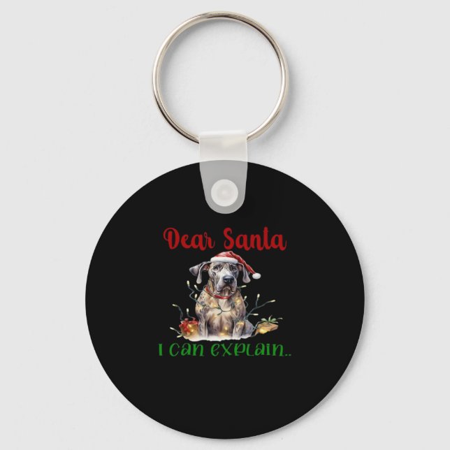 Dear Santa I Can Explain Great Dane Essential T-Sh Keychain (Front)