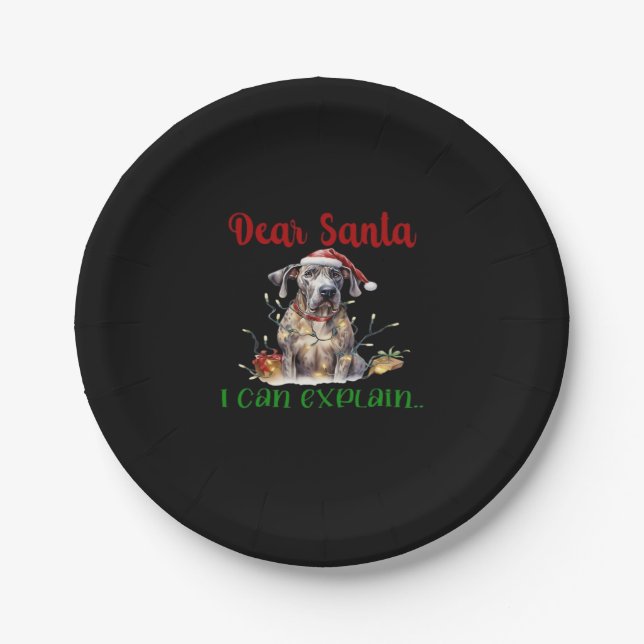 Dear Santa I Can Explain Great Dane Essential T-Sh Paper Plate (Front)