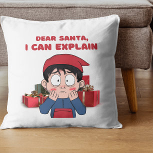 Dear Santa, I Can Explain Guilty Christmas Design Throw Pillow