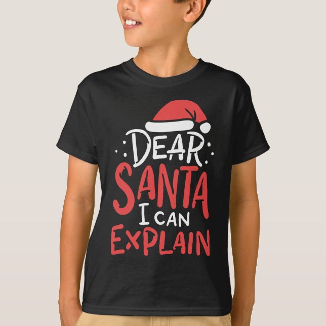 Dear Santa I Can Explain Hat Christmas Bad Behavio T-Shirt (Front)