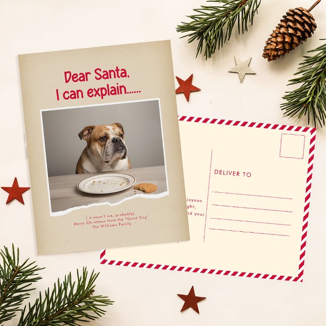 Dear Santa I Can Explain Pet Dog Photo Christmas Postcard (Creator Uploaded)