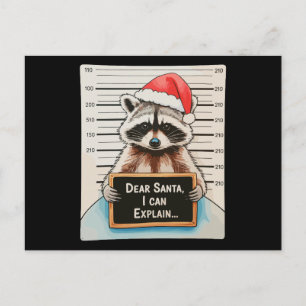 Dear Santa I Can Explain Xmas Christmas Raccoon Holiday Postcard