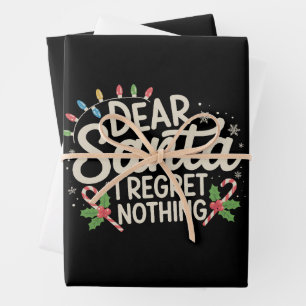 Dear Santa I Regret Nothing Christmas Family Match Wrapping Paper Sheet