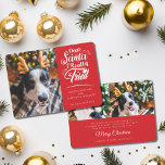 Dear Santa I tried dog photo fun Christmas Holiday<br><div class="desc">Send this cute and fun holiday card to your family and friends to spread Christmas cheer. This card features trendy and modern typography that reads "Dear Santa I really tried" in white handwritten fonts. Easily add one of your favourite dog pictures to personalize the front of the card. The reverse...</div>
