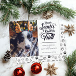 Dear Santa I tried dog photo fun Christmas  Holiday Card<br><div class="desc">Send this cute and fun holiday card to your family and friends to spread Christmas cheer. This card features trendy and modern typography that reads "Dear Santa I really tried" in black handwritten fonts. Easily add your dog picture to personalize. The back of the card features a cute pattern with...</div>