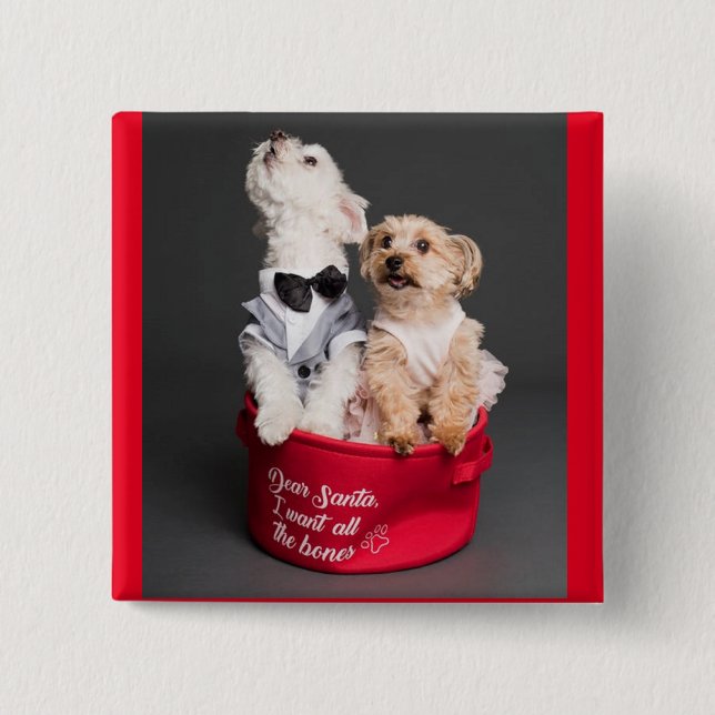 DEAR SANTA, I WANT ALL THE BONES Button (Front)