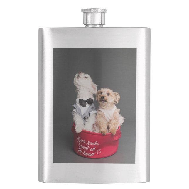 DEAR SANTA, I WANT ALL THE BONES HIP FLASK (Front)