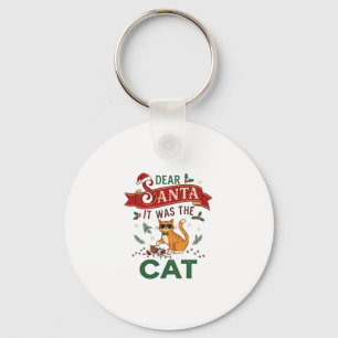 Dear Santa It Was Cat Orange Christmas Ornament Keychain