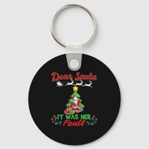 Dear Santa It Was Her Fault Siblings Matching Xmas Keychain