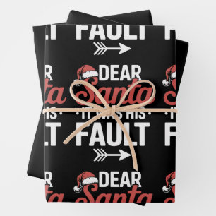 Dear Santa It Was His Fault Christmas Couples Xmas Wrapping Paper Sheet
