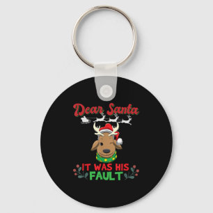 Dear Santa It Was His Fault Siblings Matching Xmas Keychain