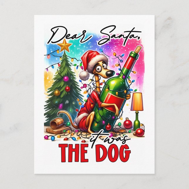 Dear Santa It Was the Dog – Funny Christmas Pet Postcard (Front)