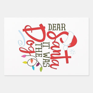 Dear Santa It Was The Dog Funny  Wrapping Paper Sheet