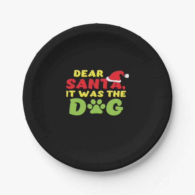 Dear Santa it was the dog paw Classic T-Shirt Paper Plate (Front)