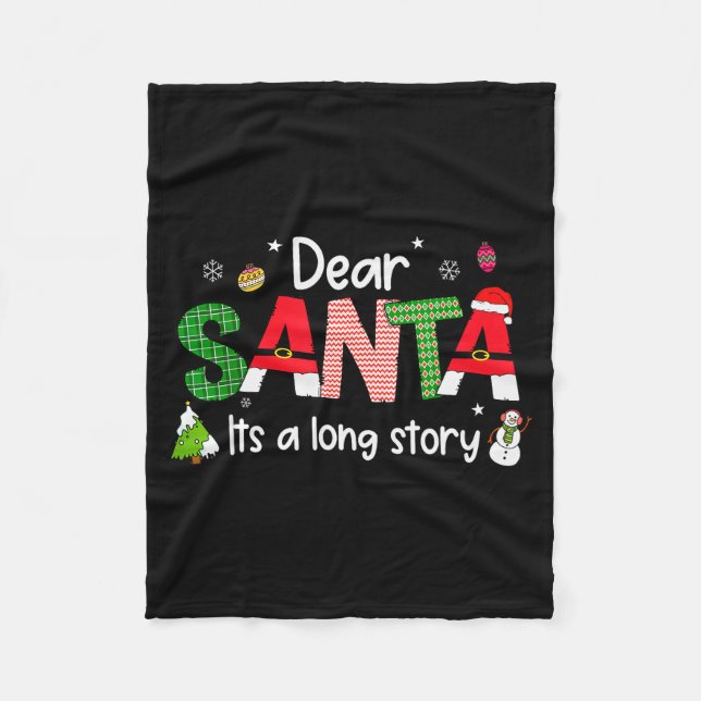Dear Santa It's A Long Story Christmas Pjs Family  Fleece Blanket (Front)