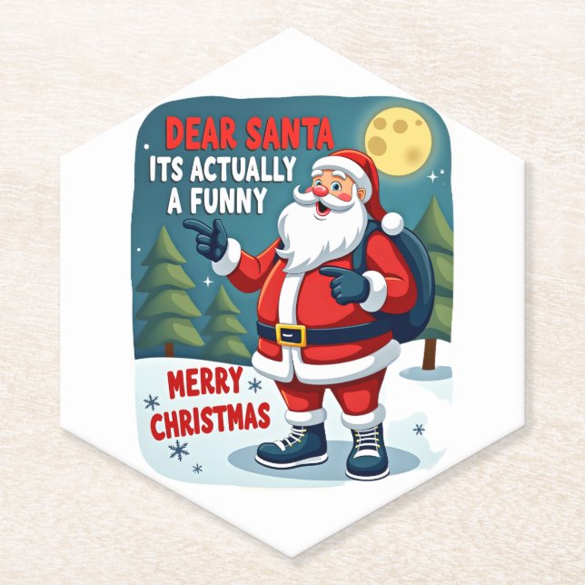 Dear santa its actually a funny storychristmas dog paper coaster (Front)