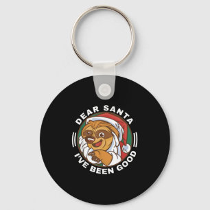 Dear Santa I've Been Good Quote Klaus Raccoon  Keychain