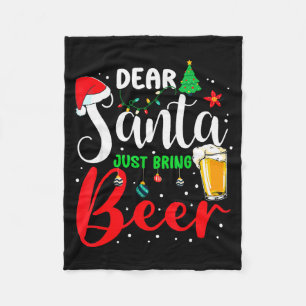 Dear Santa Just Bring Beer Christmas Pajamas Famil Fleece Blanket