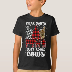 Dear Santa Just Bring Cows Christmas Buffalo Plaid T-Shirt