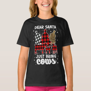 Dear Santa Just Bring Cows Christmas Buffalo Plaid T-Shirt