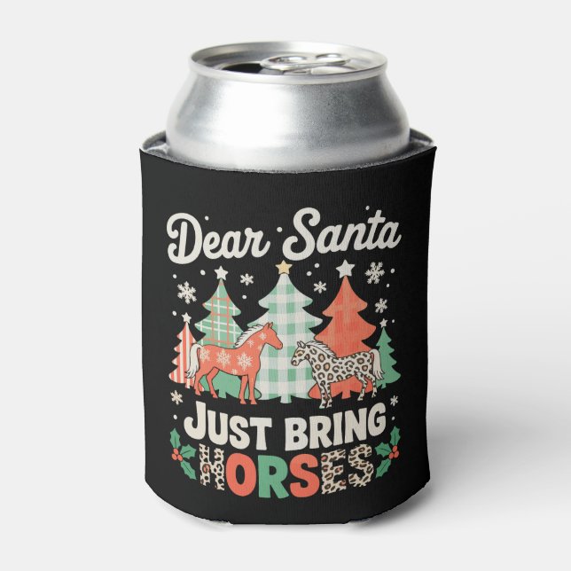 Dear Santa Just Bring Horses Leopard Christmas Can Cooler (Can Front)